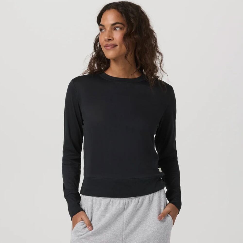 Vuori Women's Daydream Crew Long Sleeve Top Black Heather Size Medium